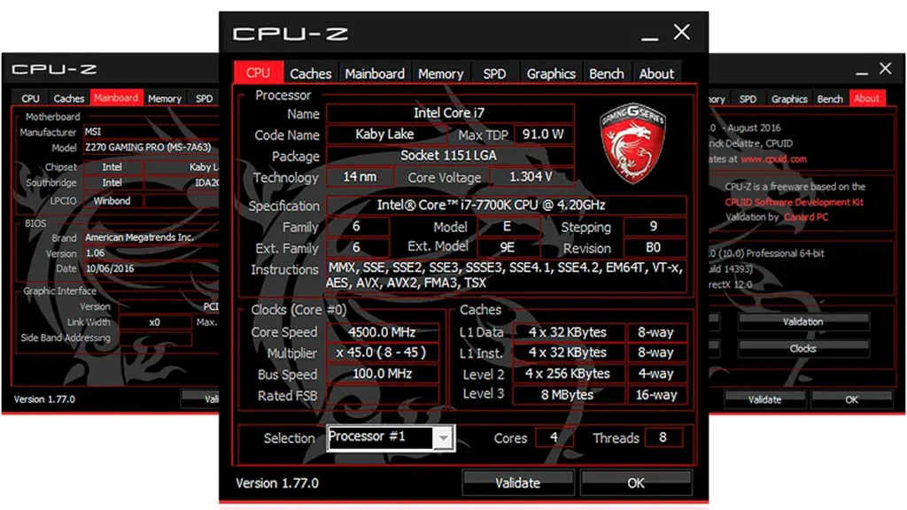 CPU-Z Interface
