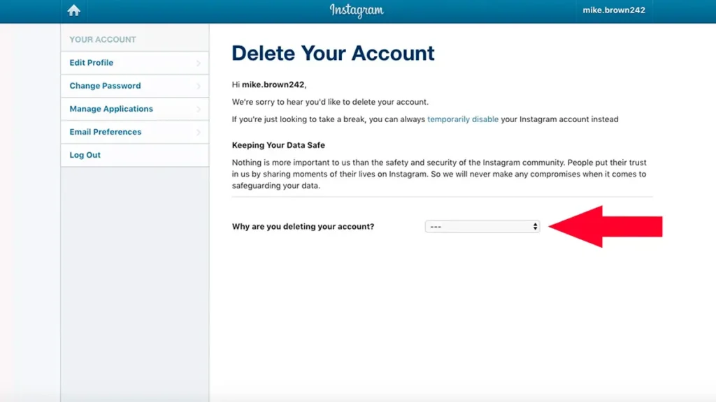 How to delete Instagram account - link