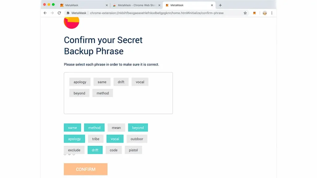MetaMask – Secret Phrase