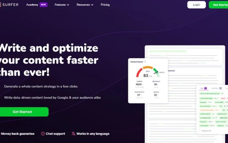 Surfer SEO – Main Page